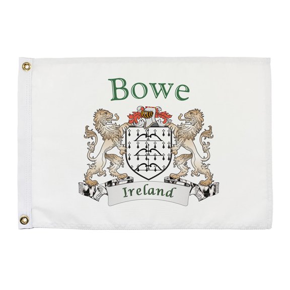 Bowe Irish Coat of Arms Small White Flag - 16"x10.5" inches