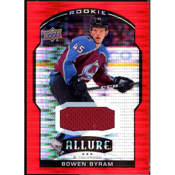 Bowen Byram Rookie Card 2020-21 Upper Deck Allure Jerseys Red Rainbow #98