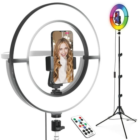 Bower 12" Foldable Ring Light with Adjustable Stand and Remote Control- Black