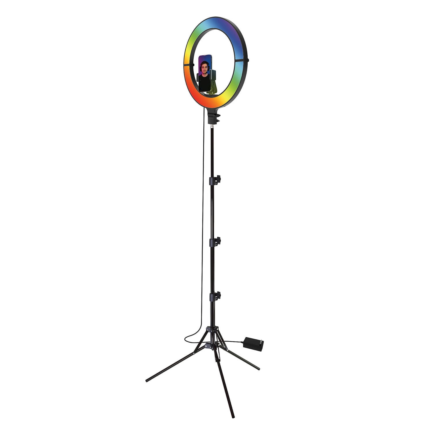Bower 18-In. Foldable Ultra-Slim Ring Light with Stand, Phone Mount, and Remote