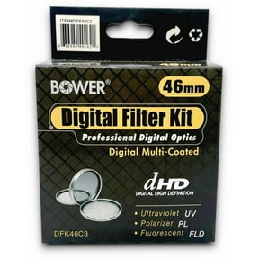 Bower 46mm Lens Filters - High Definition, Multi-Coated Filter Kit - Ultraviolet UV, Polarizer PL, Fluorescent FLD Filters - Professional Digital Optics for Crystal Clear Images
