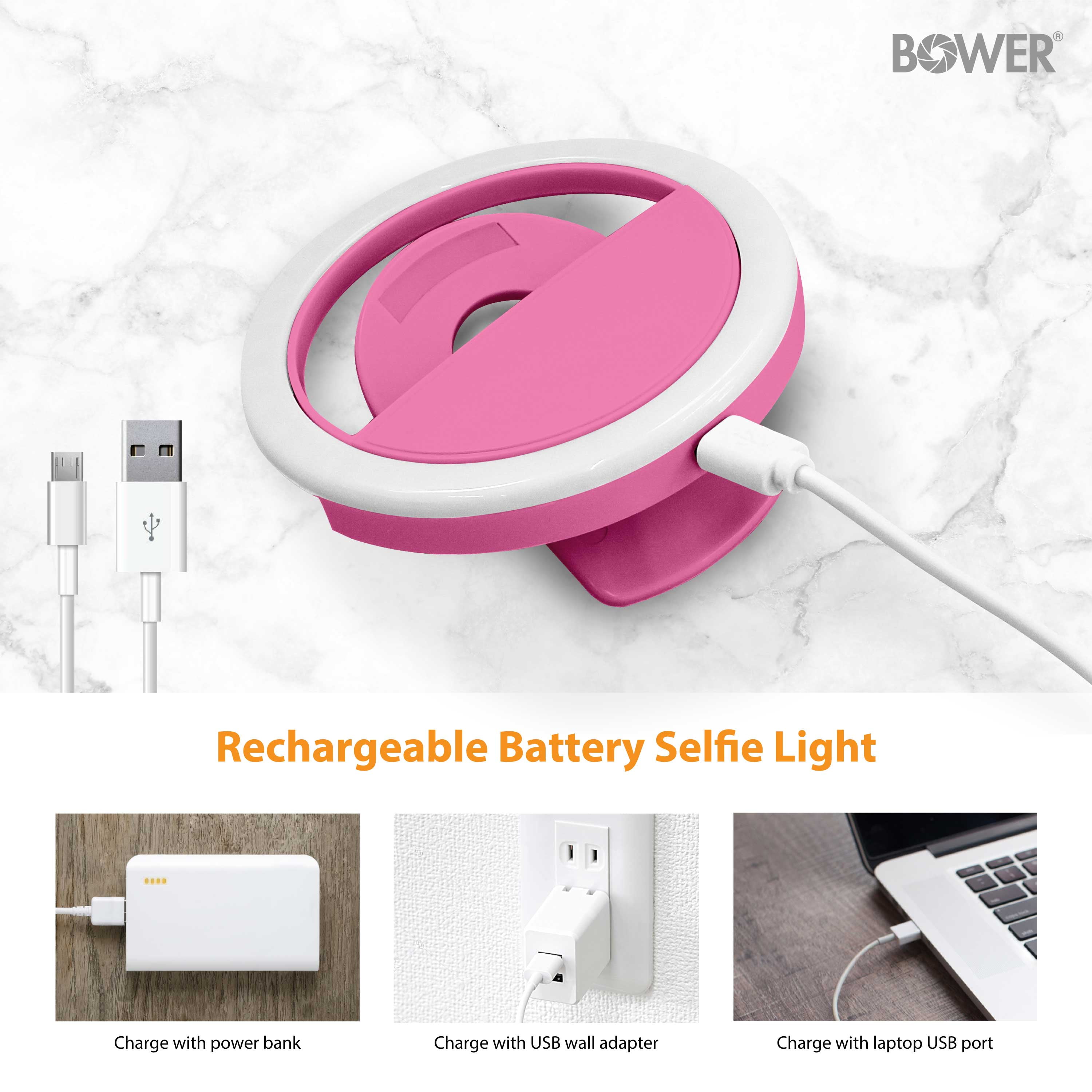 Bower Clip On Ring Light, Pink