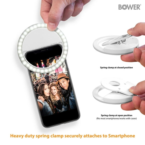 Bower Clip On Ring Light, White