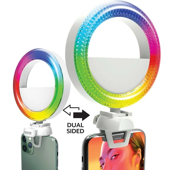 Bower Dual-Sided LED Light with Camera Mount - RGB Colors, White Modes, Special Effects , 4 Inches