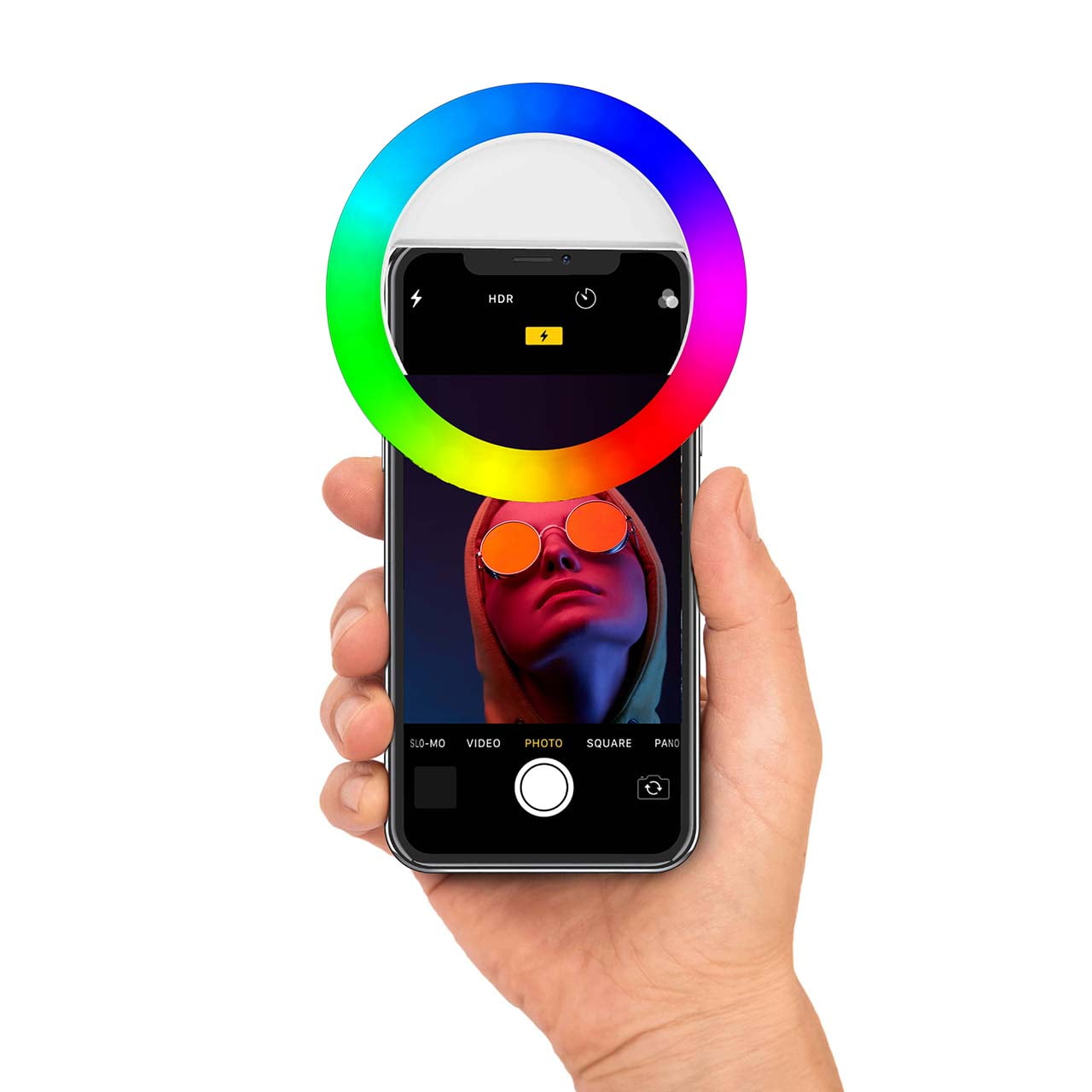 Universal White RGB Clip-On LED Ring Light for Smartphones