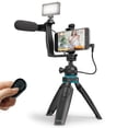 thumbnail interactive-video image 1 of Bower Ultimate Vlogger Kit with 50 LED Light, HD Microphone, Bracket, Phone / Action Camera Mount, Shutter, and Tripod, 1 of 8