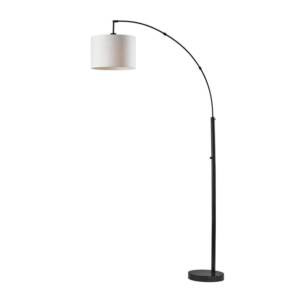 Adjustable Black Arc Floor Lamp with Marble Base