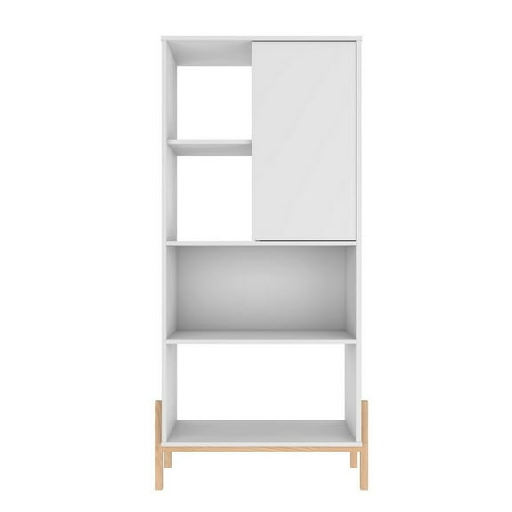 Manhattan Comfort Bowery 5-Shelf Solid Wood Bookcase in White