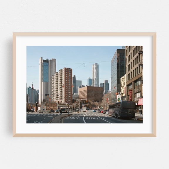 Bowery, Chinatown - Manhattan New York Photography Cityscape Skyline Architecture Street Photography Travel Poster City Oak Framed Wall Art Print 5 x 7 inches