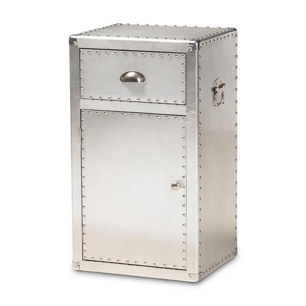 Bowery Hill 1-Door Mid-Century Metal Accent Storage Cabinet in Silver