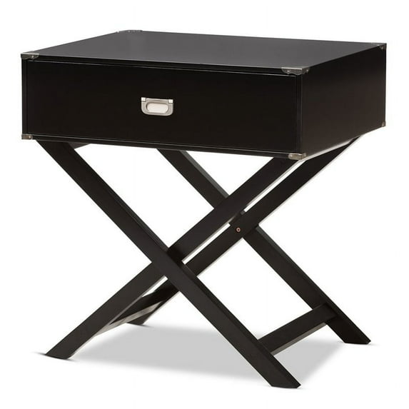 Bowery Hill 1 Drawer Nightstand Table in Black