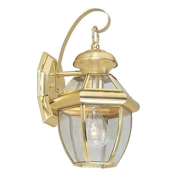 Bowery Hill 1-Light 60W Brass Outdoor Wall Lantern in Polished Brass