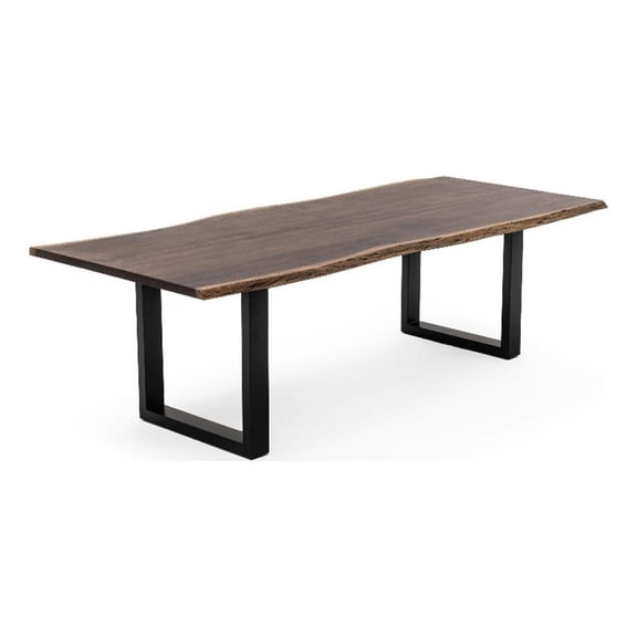 Bowery Hill 102" Dining Table with Live Edge Top in Brown and Black