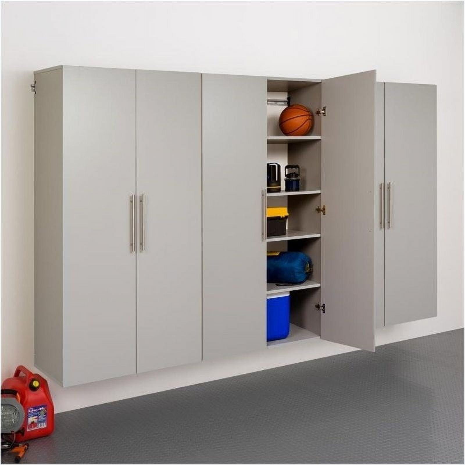Light Gray Wall-Mounted Office Cabinet with Adjustable Shelving
