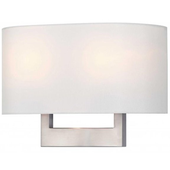 Bowery Hill 14" 2-Light Metal & Fabric ADA Wall Sconce in Brushed Nickel
