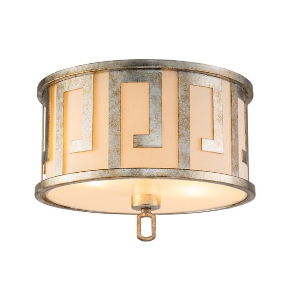 Bowery Hill 15" 2-Light Transitional Metal Flush Mount in Silver Leaf