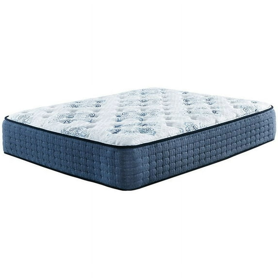 Bowery Hill 15" Twin Firm Memory Foam Mattress in White and Blue
