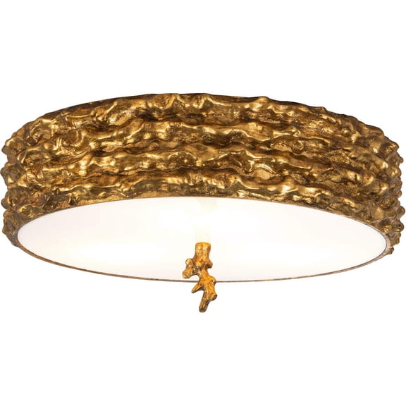 Bowery Hill 16" 3-light Transitional Metal Flush Mount in Gold Leaf