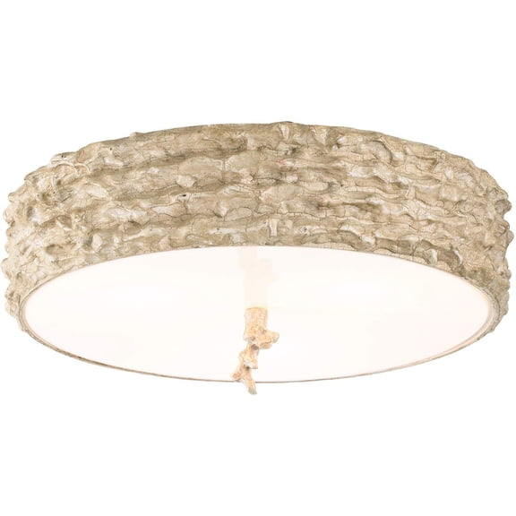 Bowery Hill 16" 3-light Transitional Metal Flush Mount in White/Beige