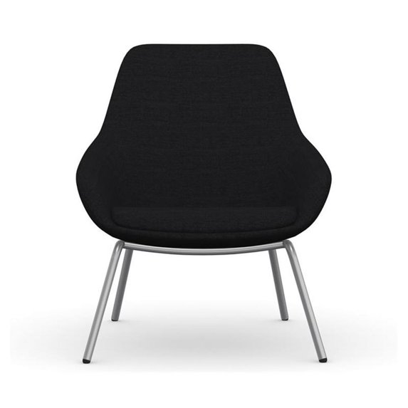 Bowery Hill 16" Modern Fabric and Metal Lounge Chair with 4 Metal Legs in Black