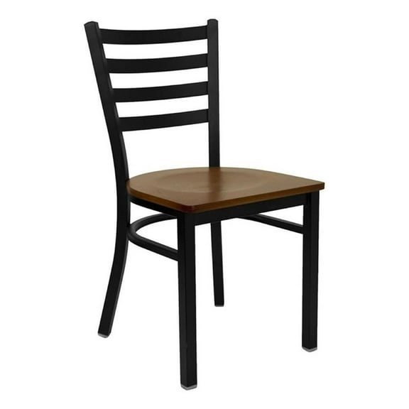 Bowery Hill 17.25" Modern Metal Ladder Back Dining Chair in Cherry
