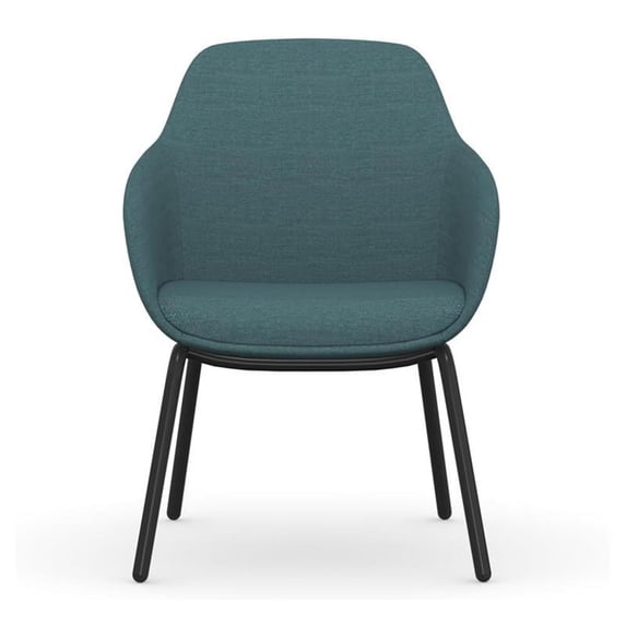 Bowery Hill 17" Modern Fabric and Metal Side Chair with 4 Metal Legs in Blue