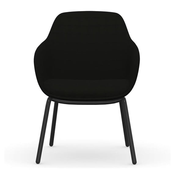 Bowery Hill 17" Modern Fabric and Metal Side Chair with 4 Metal Legs in Onyx