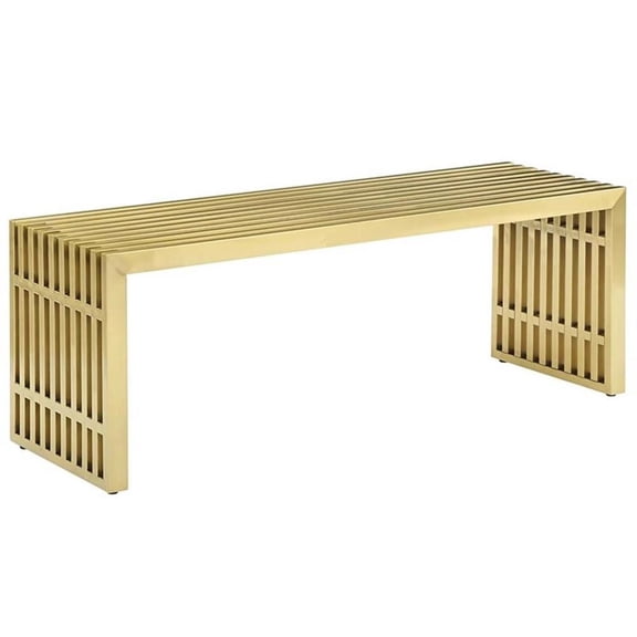 Bowery Hill 17" x 47" Modern Stainless Steel Bench in Gold Finish