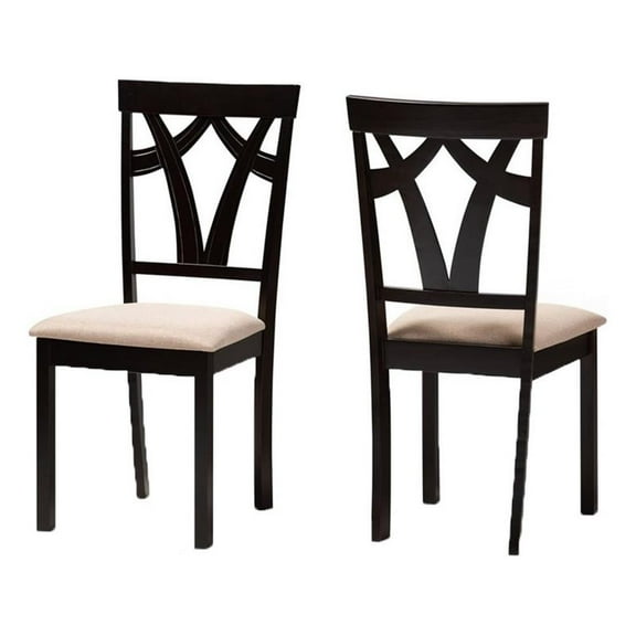 Bowery Hill 18.11" Modern Fabric Dining Side Chair in Brown/Mahogany (Set of 2)