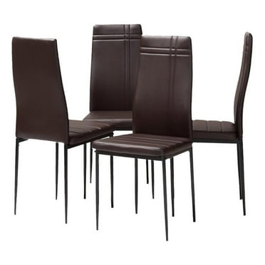 Bowery Hill 18.11'' Modern Faux Leather Dining Chair in Mahogany (Set of 4)