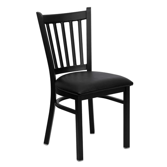 Bowery Hill 18.5" Industrial Metal/Vinyl Vertical Back Dining Chair in Black