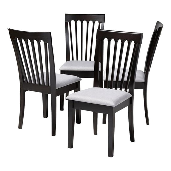Bowery Hill 18.5'' Mid-Century Wood Dining Chair in Espresso/Gray (Set of 4)