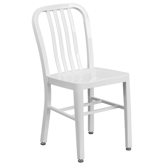 Bowery Hill 18.5" Modern Metal Indoor-Outdoor Dining Chair in White