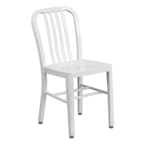 Bowery Hill 18.5" Modern Metal Indoor-Outdoor Dining Chair in White
