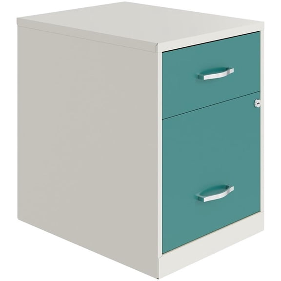 Bowery Hill 18"D 2 Drawer Metal Vertical File Cabinet Pearl White/Teal