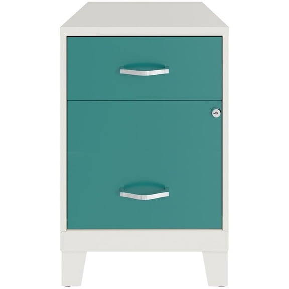 Bowery Hill 18"D 2 Drawer Metal Vertical File Cabinet with Legs- White/Teal