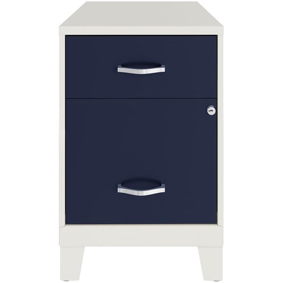 Bowery Hill 18"D 2 Drawer Vertical Metal File Cabinet with Legs- White/Navy