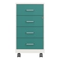 thumbnail image 1 of Bowery Hill 18"D 4 Drawer Metal Mobile Organizer -Locking -Pearl White/Teal, 1 of 9