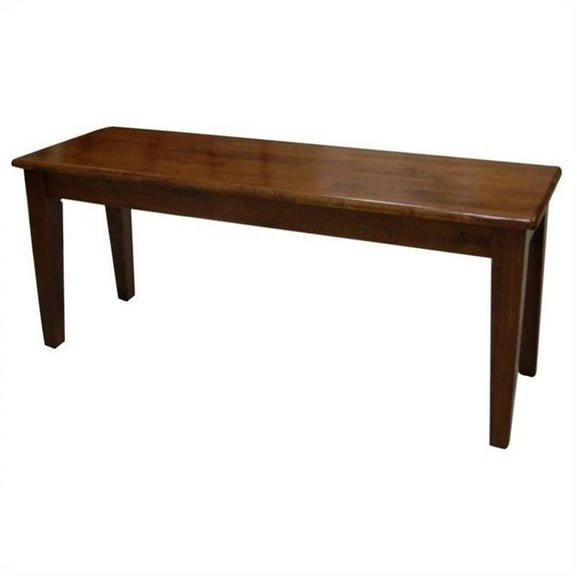 Bowery Hill 18" Farmhouse Solid Rubberwood Dining Bench in Walnut