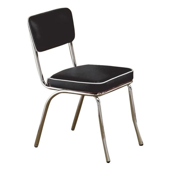 Bowery Hill 18" Metal-Fabric Dining Side Chair in Black-Chrome (Set of 2)