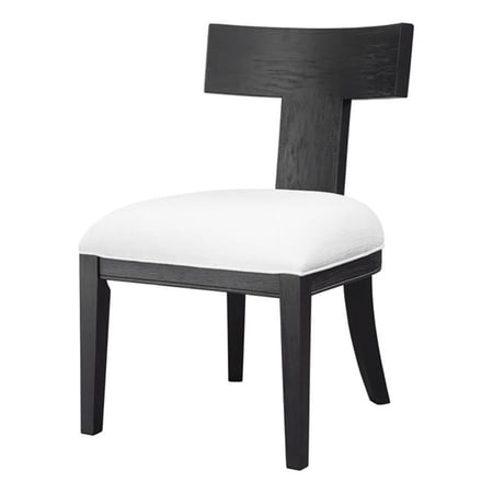Bowery Hill 18" Modern Wood/Fabric Armless Chair in Charcoal Black/White