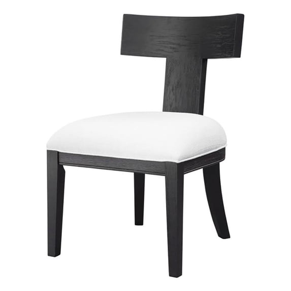 Bowery Hill 18" Modern Wood/Fabric Armless Chair in Charcoal Black/White