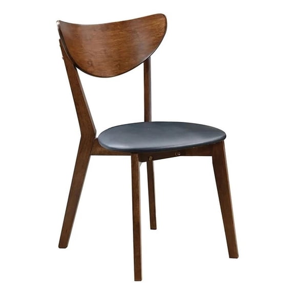 Bowery Hill 18" Wood Dining Side Chair in Black-Dark Walnut (Set of 2)