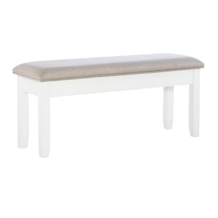Bowery Hill 18" Wood/Fabric Storage Bench in Vanilla White/Light Gray