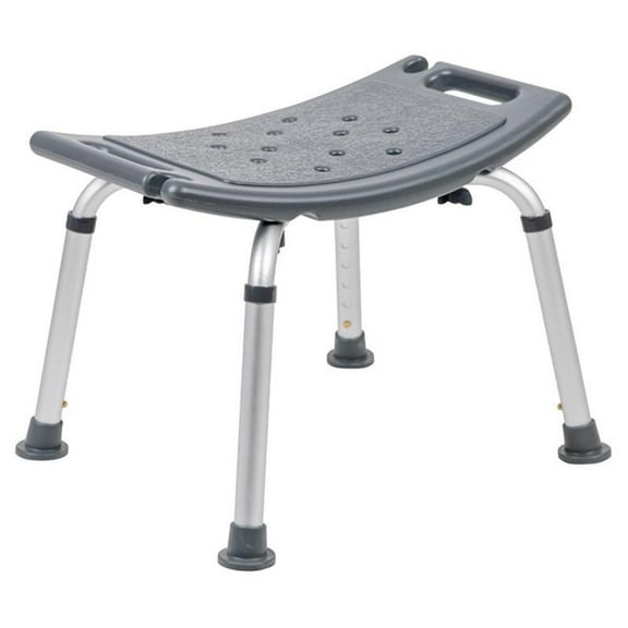 Bowery Hill 19" Adjustable Plastic Bath and Shower Stool in Gray