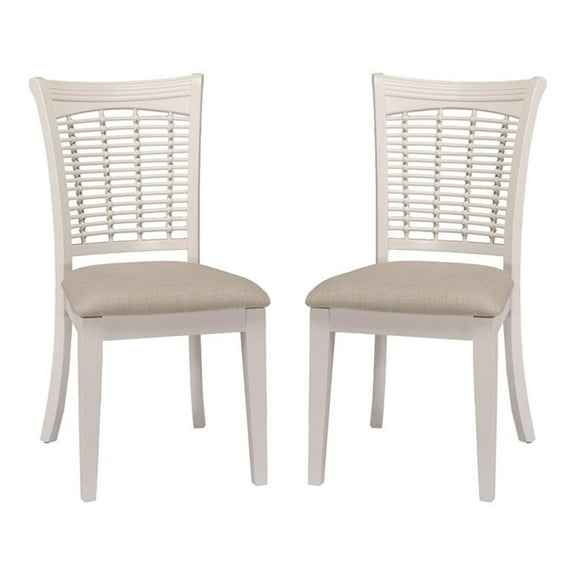Bowery Hill 19" Coastal Wood Dining Chairs in White (Set of 2)