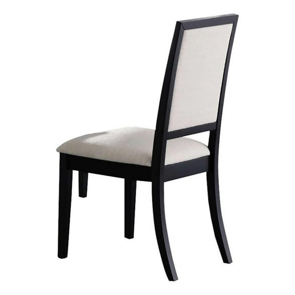 Bowery Hill 19" Modern Fabric-Wood Dining Side Chair in Black-Cream (Set of 2)