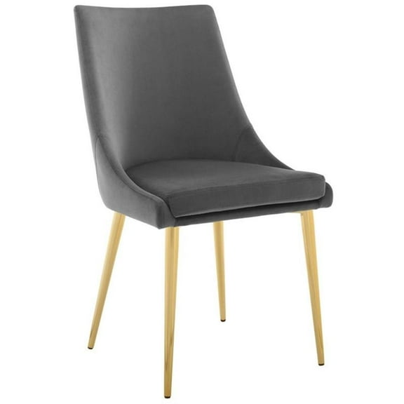 Bowery Hill 19" Modern Performance Velvet Dining Chair in Gray
