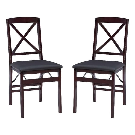 Bowery Hill 19" Transitional Wood X Back Dining Chair in Merlot (Set of 2)