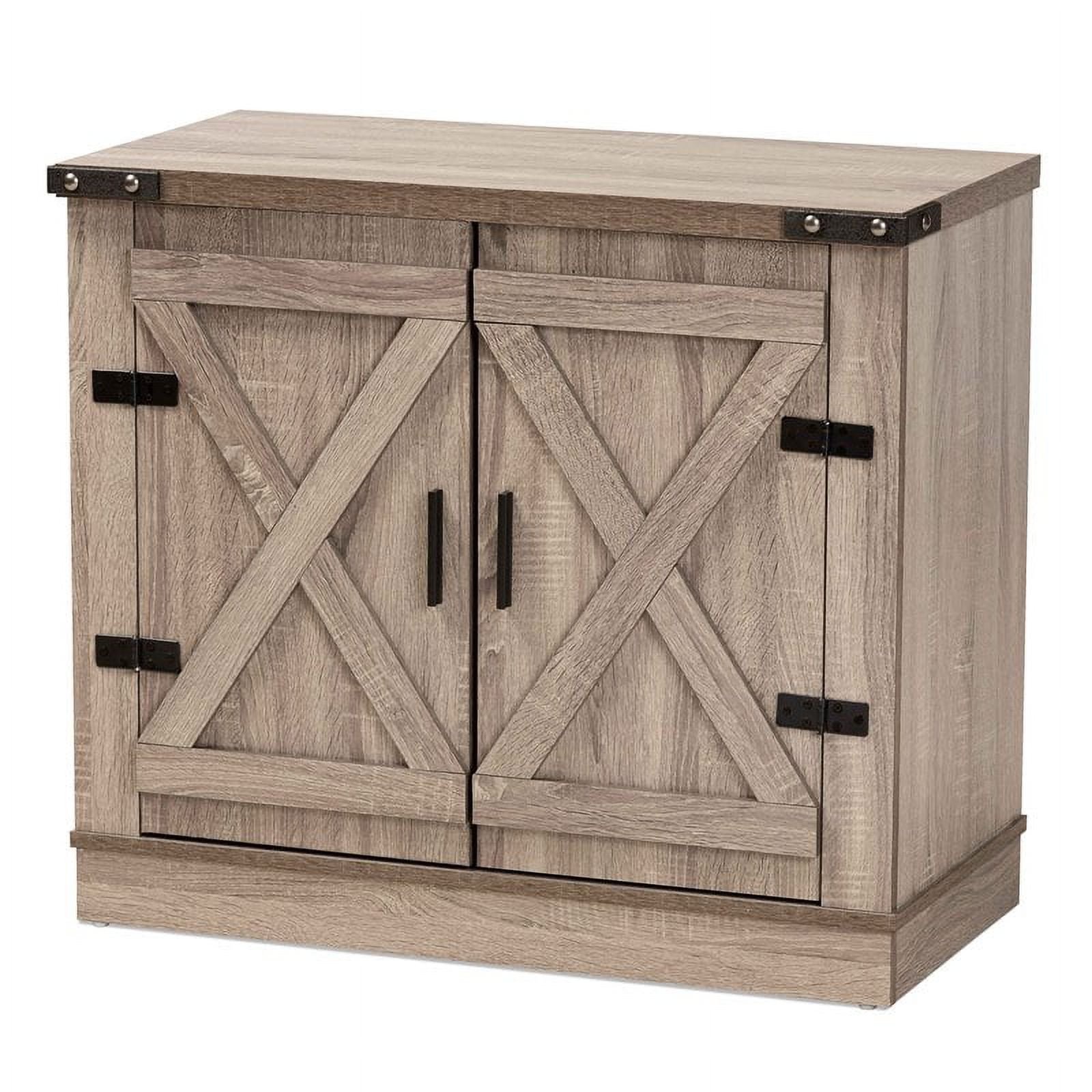 Bowery Hill 2-Door Farmhouse Wood Shoe Storage Cabinet in Brown ...